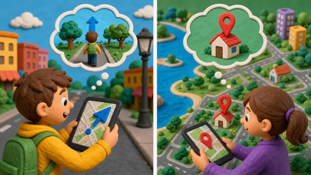 Diferencias entre orientación y ubicación en Google Maps